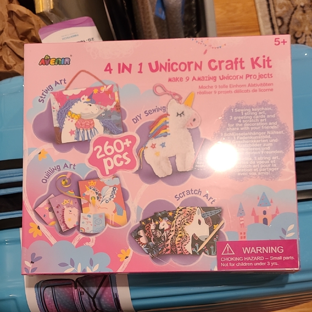 4-in-1 Unicorn Craft Kit for Kids - Pink, Blue, White